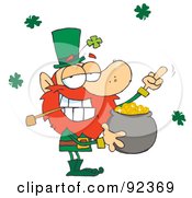 Leprechaun Holding Up His Middle Finger Of A Pot Of Gold