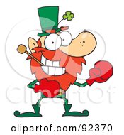 Poster, Art Print Of Boxing Leprechaun With A Pipe In His Mouth