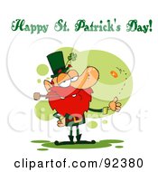 Happy St Patricks Day Greeting Of A Leprechaun Flipping A Coin