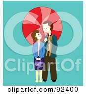 Couple Under A Red Parasol