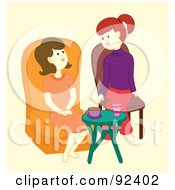 Royalty Free RF Clipart Illustration Of A Two Ladies Sitting In Chairs And Talking