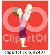 Royalty Free RF Clipart Illustration Of A Mother Holding Up Her Baby by Cherie Reve