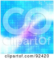 Royalty Free RF Clipart Illustration Of A Bright Blue Halftone Background With A White Swoosh by Arena Creative