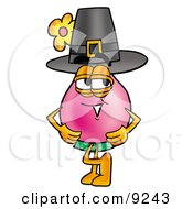Poster, Art Print Of Vase Of Flowers Mascot Cartoon Character Wearing A Pilgrim Hat On Thanksgiving