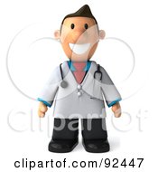 Royalty Free RF Clipart Illustration Of A 3d Toon Guy Doctor Facing Front