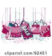 Poster, Art Print Of Pink Retail Items Hanging From Strings