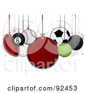 Poster, Art Print Of Sports Balls Hanging From Strings