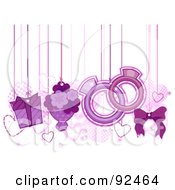 Royalty Free RF Clipart Illustration Of Wedding Items Hanging From Strings by BNP Design Studio