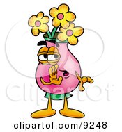 Vase Of Flowers Mascot Cartoon Character Whispering And Gossiping