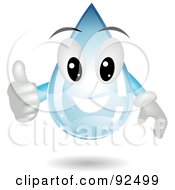 Royalty Free RF Clipart Illustration Of A Water Drop Guy Holding A Thumb Up by BNP Design Studio