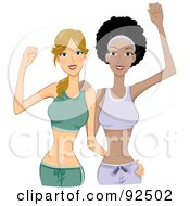 Dirty Blond And Black Women In Fitness Clothes