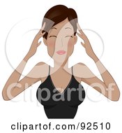 Royalty Free RF Clipart Illustration Of A Woman Rubbing Her Sore Forehead To Ease A Migraine
