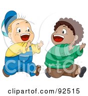 Royalty Free RF Clipart Illustration Of Two Boys Playing Chase