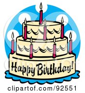 Poster, Art Print Of Triple Tiered Birthday Cake With Candles