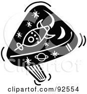 Royalty Free RF Clipart Illustration Of A Black And White Rocket Party Noise Maker