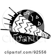 Royalty Free RF Clipart Illustration Of A Black And White Party Horn Over A Black Circle