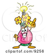 Vase Of Flowers Mascot Cartoon Character With A Bright Idea