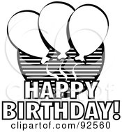 Poster, Art Print Of Black And White Happy Birthday Balloon Greeting