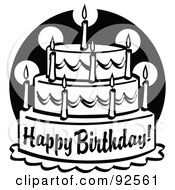 Poster, Art Print Of Black And White Tiered Birthday Cake With Candles