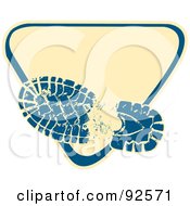 Royalty Free RF Clipart Illustration Of A Blue Hikers Boot Track Over A Triangle