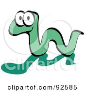 Poster, Art Print Of Cute Green Worm With A Green Shadow