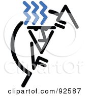 Royalty Free RF Clipart Illustration Of A Blue Haired Stick Man Climbing A Mountain