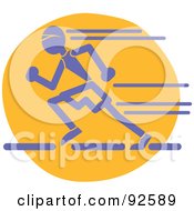 Royalty Free RF Clipart Illustration Of A Blue Man Sprinting
