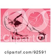 Royalty Free RF Clipart Illustration Of An Acrobatic Female Gymnast With Her Feet Over Her Head On A Ball
