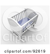 Royalty Free RF Clipart Illustration Of A 3d White Rocker Baby Crib With A Blue Blanket by KJ Pargeter