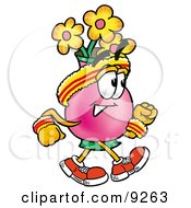 Vase Of Flowers Mascot Cartoon Character Speed Walking Or Jogging