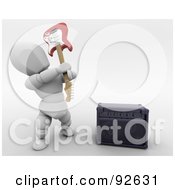 Poster, Art Print Of 3d White Character About To Smash A Guitar By A Speaker