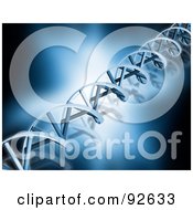 Royalty Free RF Clipart Illustration Of A 3d Blue Background Of A Diagonal DNA Strand Over Blue