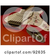 Royalty Free RF Clipart Illustration Of A 3d Orange Electric Guitar On Black