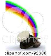 Poster, Art Print Of 3d Hat With A Pot Of Gold At The End Of A Rainbow