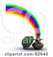 Poster, Art Print Of Green 3d Hat With A Pot Of Gold At The End Of A Rainbow