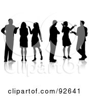 Royalty Free RF Clipart Illustration Of Black Silhouetted Business People Talking by KJ Pargeter