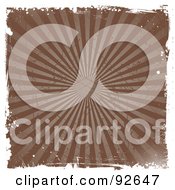 Grungy Brown Burst Background With Halftone Rays And White Edges