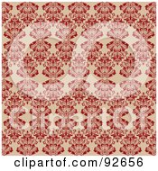 Royalty Free RF Clipart Illustration Of A Seamless Red And Beige Damask Patterned Background