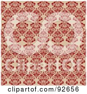 Poster, Art Print Of Seamless Red And Beige Damask Patterned Background