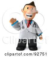 Royalty Free RF Clipart Illustration Of A 3d Toon Guy Doctor Waving