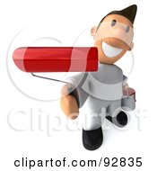 Royalty Free RF Clipart Illustration Of A 3d Toon Guy House Painter Holding His Roller Out