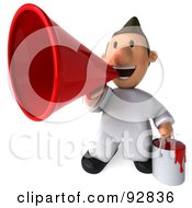 Royalty Free RF Clipart Illustration Of A 3d Toon Guy House Painter Announcing 2