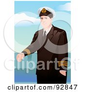 Royalty Free RF Clipart Illustration Of A Male Captain In Uniform 1