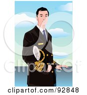 Royalty Free RF Clipart Illustration Of A Male Captain In Uniform 2