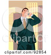 Poster, Art Print Of Business Man Having A Conversation On A Cell Phone - 4