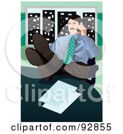 Poster, Art Print Of Business Man Having A Conversation On A Cell Phone - 5