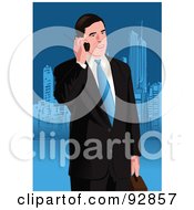 Poster, Art Print Of Business Man Having A Conversation On A Cell Phone - 2