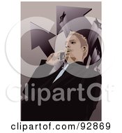 Royalty Free RF Clipart Illustration Of A Business Man Having A Conversation On A Cell Phone 6 by mayawizard101