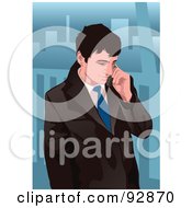 Poster, Art Print Of Business Man Having A Conversation On A Cell Phone - 1