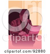 Poster, Art Print Of Pink Businessman Using A Laptop